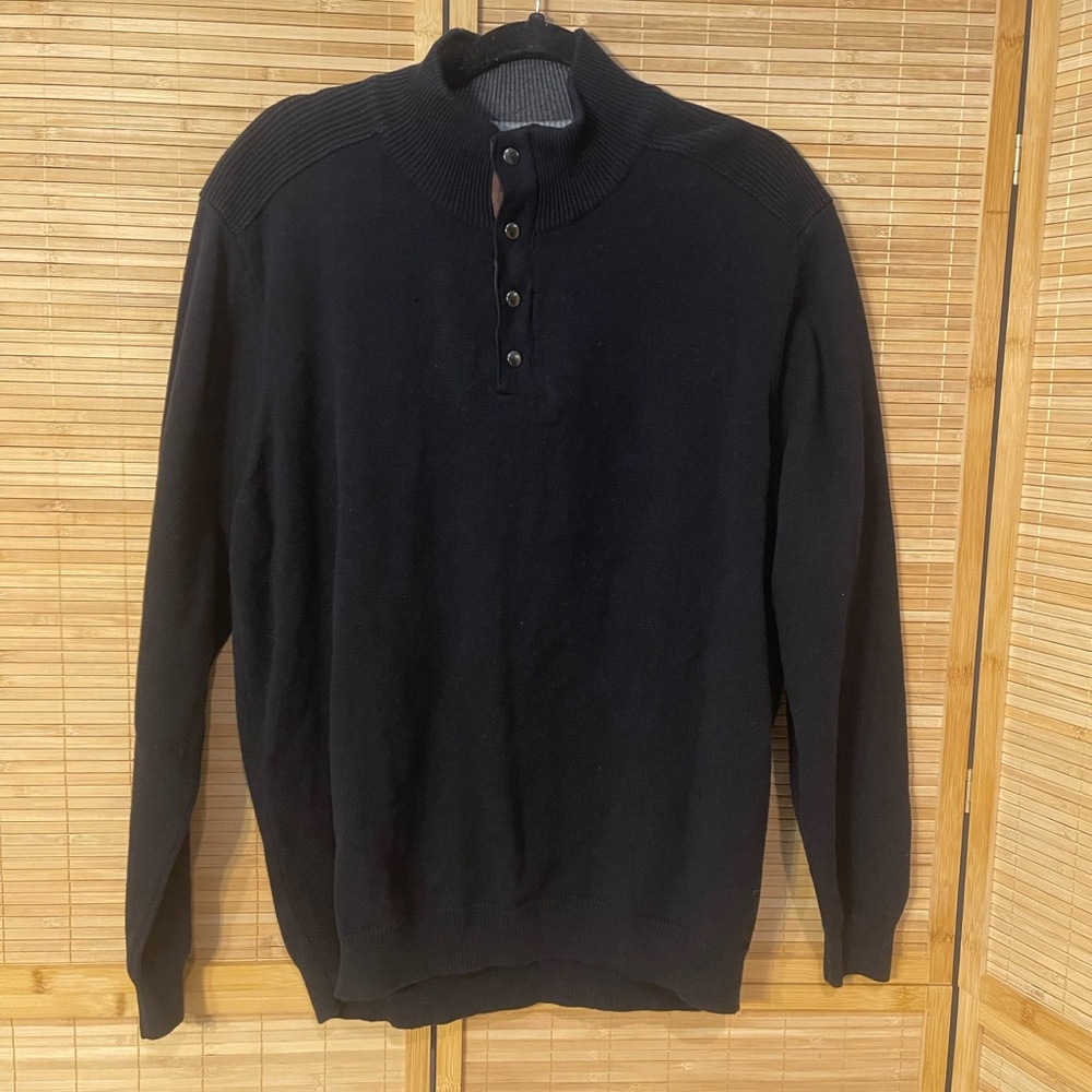 Tasso Elba Men's Quarter-Zip black Sweater long sleeve shirt size Large